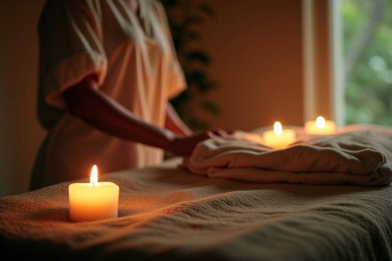 Ambiance sereine pour un massage holistique et un rééquilibrage énergétique