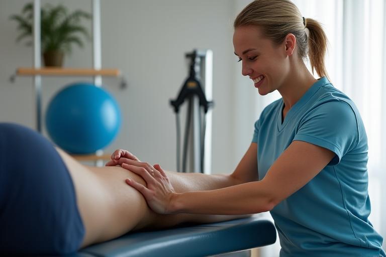 Spécialiste en rééducation sportive travaillant avec un athlète